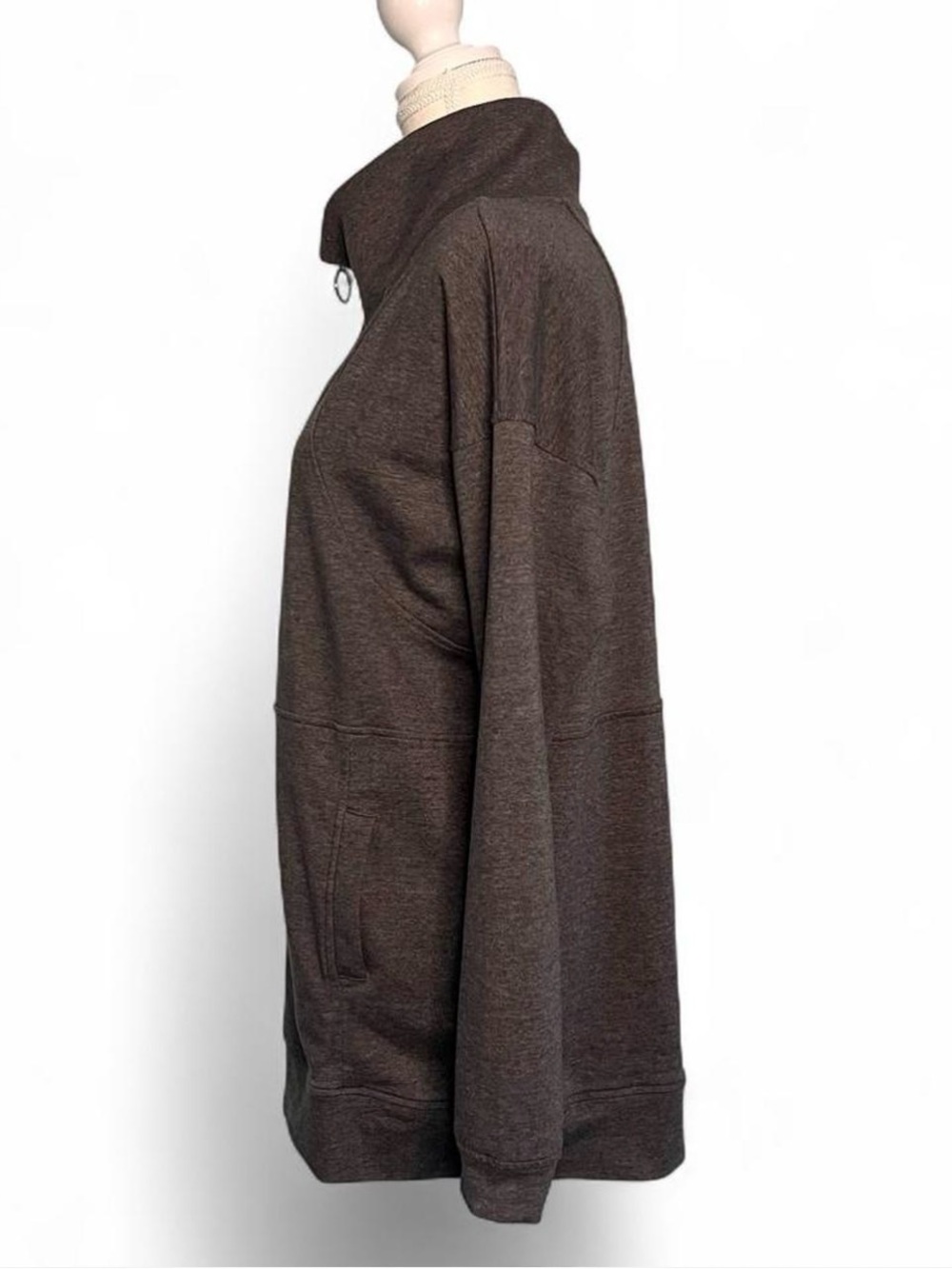 Haute Edition Quarter Zip Cowl Neck Tunic Sweatshirt Large - Picture 3 of 7
